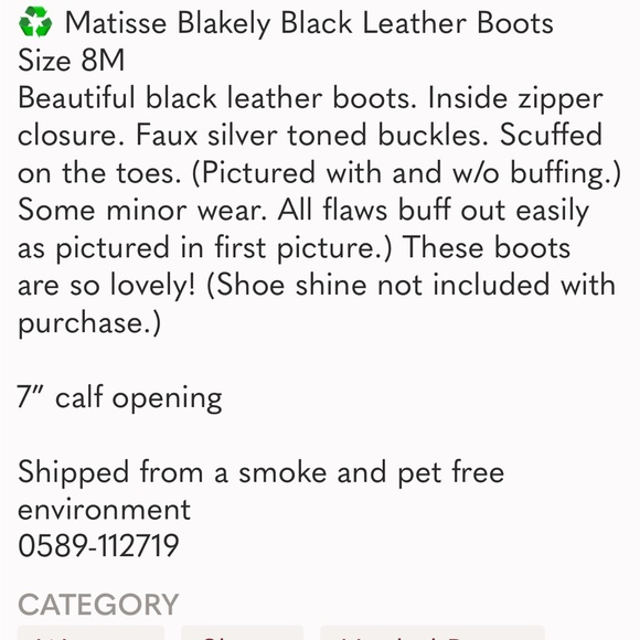 Matisse Blakely Black Leather Boots Size 8M - Picture 2 of 10